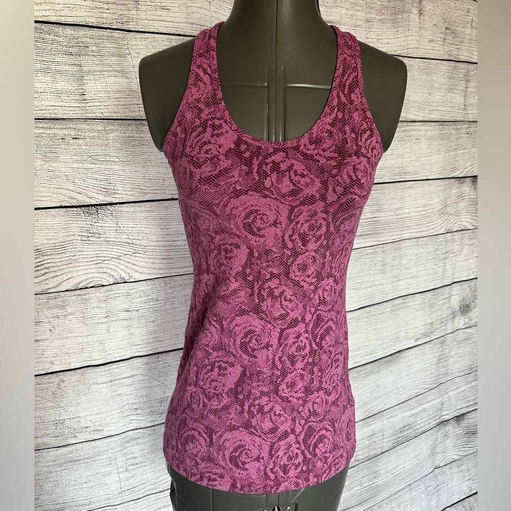 Ivivva Lululemon girl’s pink rose printed athletic tank size 14
